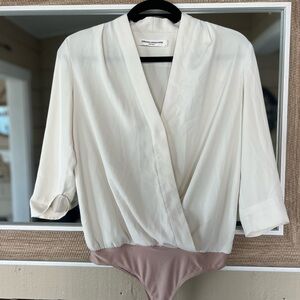 Amanda Uprichard White and Pink Bodysuit